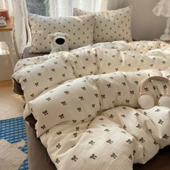 4Pcs Cotton Muslin Triple Layer | Set Cotton Linen 3 Lớp Bed Set | ID 4PCSGACCT04