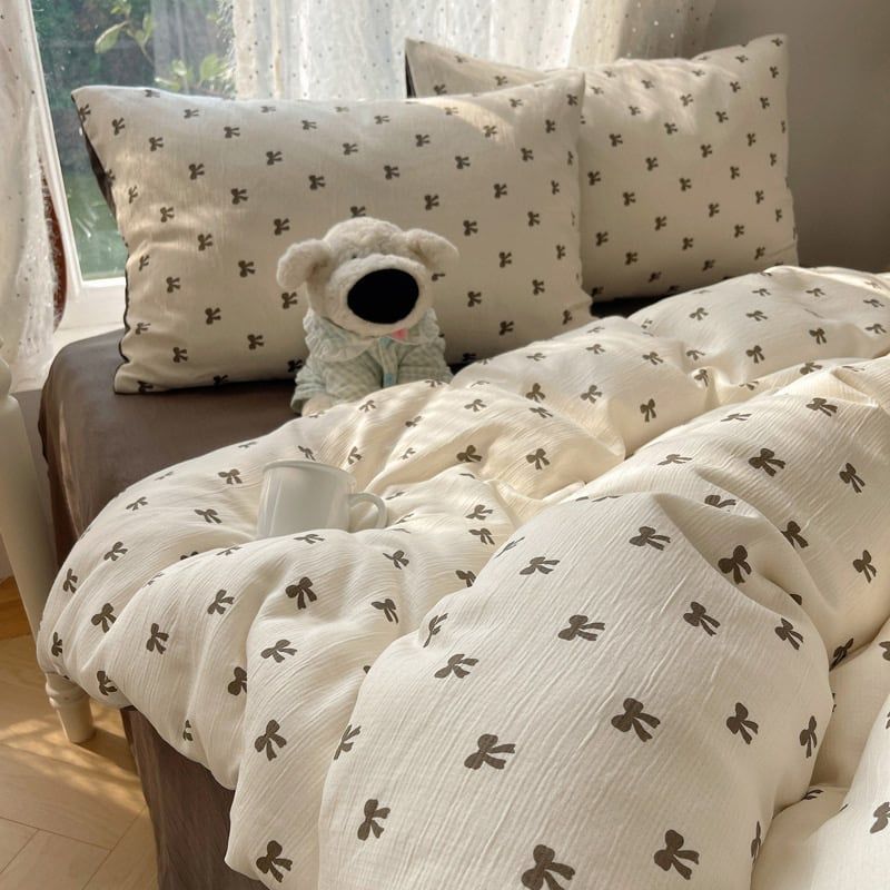 4Pcs Cotton Muslin Triple Layer | Set Cotton Linen 3 Lớp Bed Set | ID 4PCSGACCT04