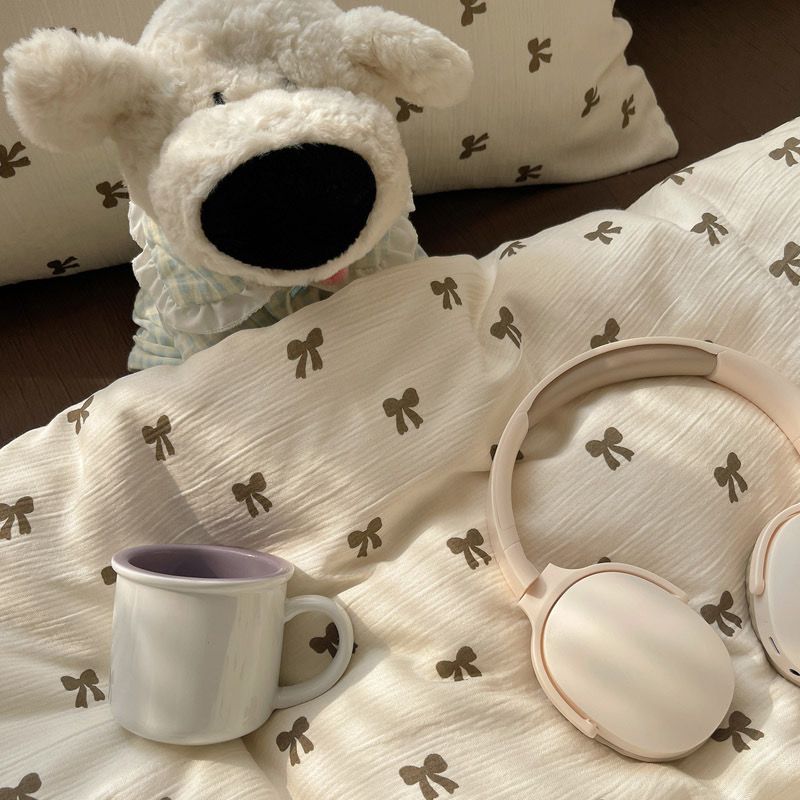 4Pcs Cotton Muslin Triple Layer | Set Cotton Linen 3 Lớp Bed Set | ID 4PCSGACCT04