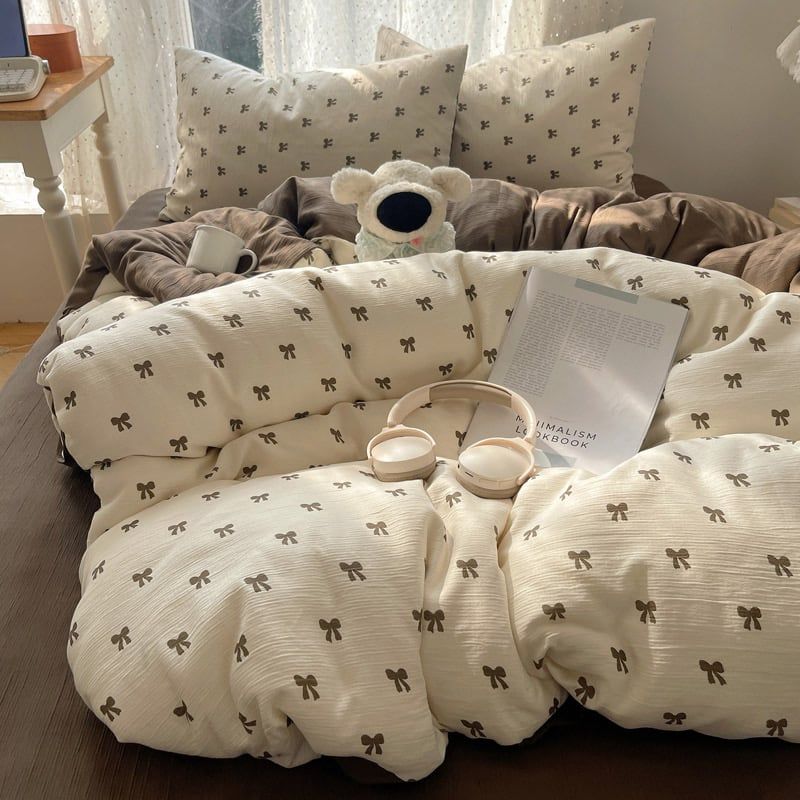 4Pcs Cotton Muslin Triple Layer | Set Cotton Linen 3 Lớp Bed Set | ID 4PCSGACCT04