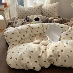 4Pcs Cotton Muslin Triple Layer | Set Cotton Linen 3 Lớp Bed Set | ID 4PCSGACCT04