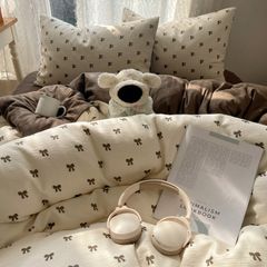 4Pcs Cotton Muslin Triple Layer | Set Cotton Linen 3 Lớp Bed Set | ID 4PCSGACCT04