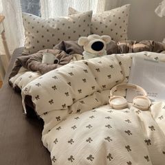 4Pcs Cotton Muslin Triple Layer | Set Cotton Linen 3 Lớp Bed Set | ID 4PCSGACCT04