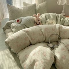 4Pcs Cotton Muslin Triple Layer | Set Cotton Linen 3 Lớp Bed Set | ID 4PCSGACCT14