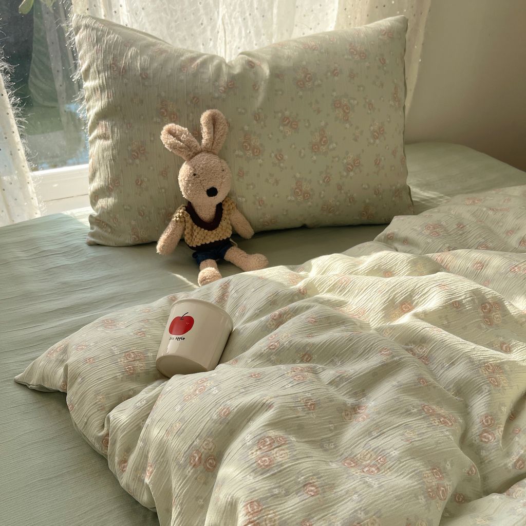 4Pcs Cotton Muslin Triple Layer | Set Cotton Linen 3 Lớp Bed Set | ID 4PCSGACCT14