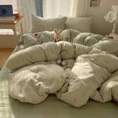 4Pcs Cotton Muslin Triple Layer | Set Cotton Linen 3 Lớp Bed Set | ID 4PCSGACCT14