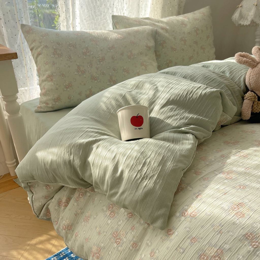 4Pcs Cotton Muslin Triple Layer | Set Cotton Linen 3 Lớp Bed Set | ID 4PCSGACCT14