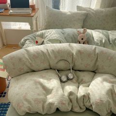 4Pcs Cotton Muslin Triple Layer | Set Cotton Linen 3 Lớp Bed Set | ID 4PCSGACCT14