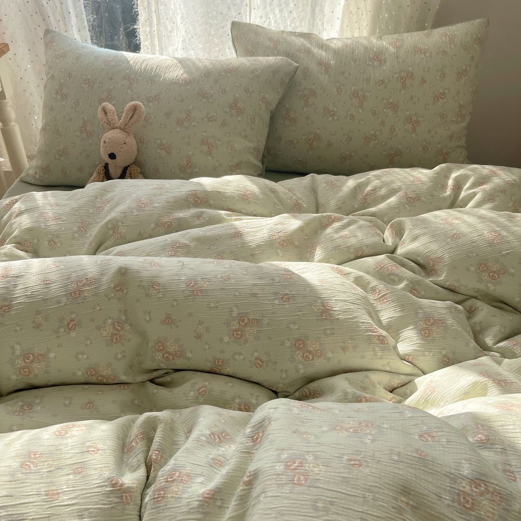 4Pcs Cotton Muslin Triple Layer | Set Cotton Linen 3 Lớp Bed Set | ID 4PCSGACCT14