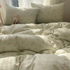 4Pcs Cotton Muslin Triple Layer | Set Cotton Linen 3 Lớp Bed Set | ID 4PCSGACCT14