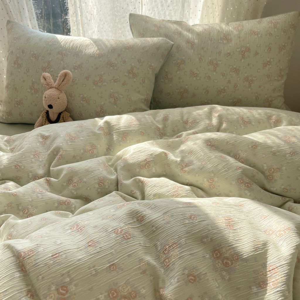 4Pcs Cotton Muslin Triple Layer | Set Cotton Linen 3 Lớp Bed Set | ID 4PCSGACCT14