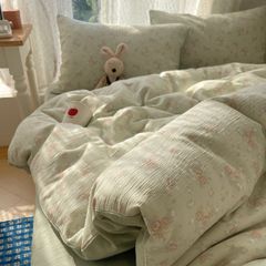 4Pcs Cotton Muslin Triple Layer | Set Cotton Linen 3 Lớp Bed Set | ID 4PCSGACCT14