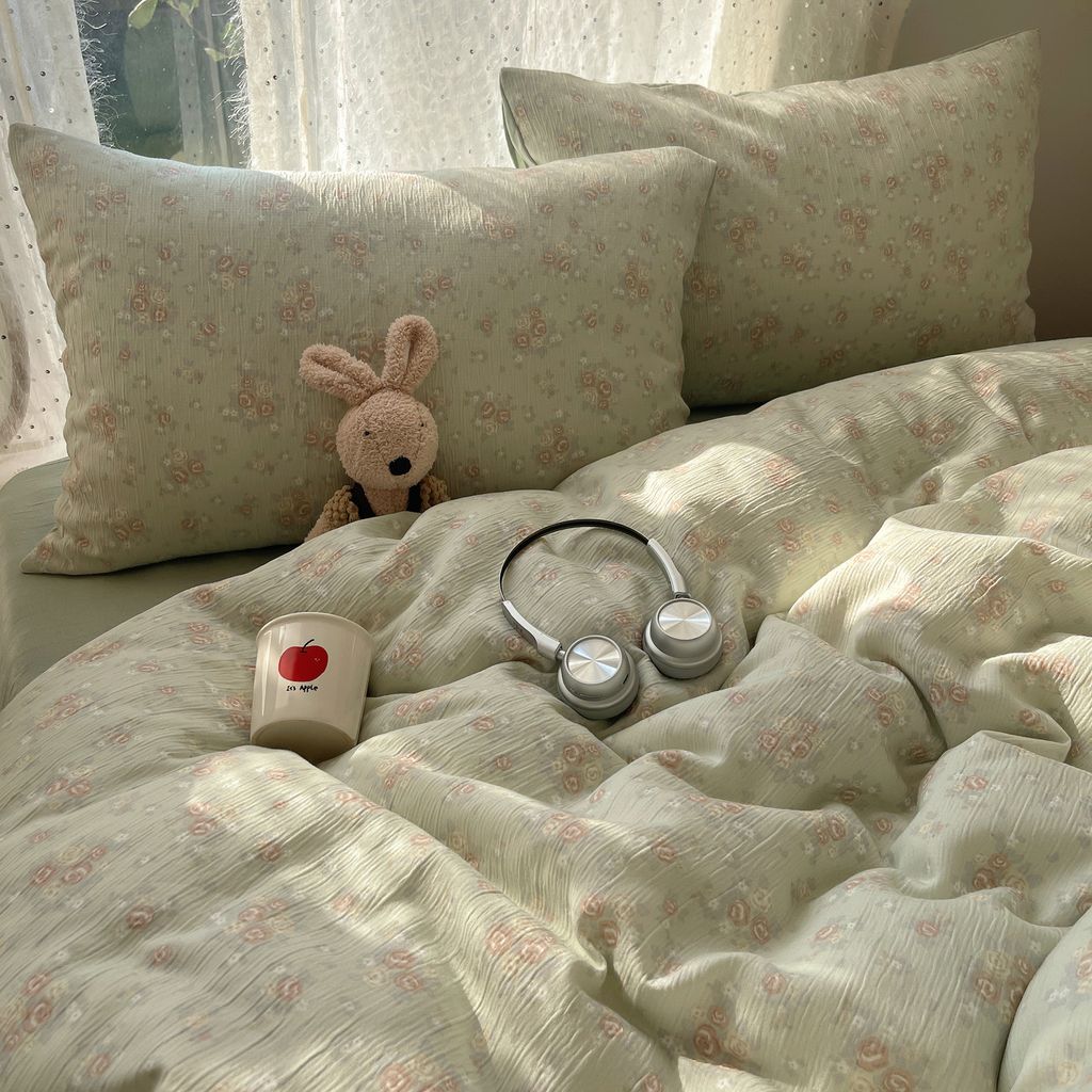 4Pcs Cotton Muslin Triple Layer | Set Cotton Linen 3 Lớp Bed Set | ID 4PCSGACCT14