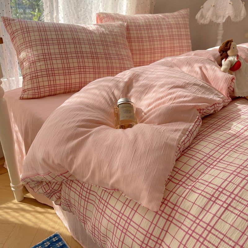 4Pcs Cotton Muslin Triple Layer | Set Cotton Linen 3 Lớp Bed Set | ID 4PCSGACCT13