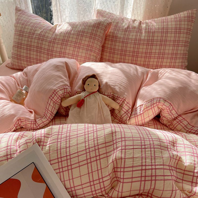 4Pcs Cotton Muslin Triple Layer | Set Cotton Linen 3 Lớp Bed Set | ID 4PCSGACCT13