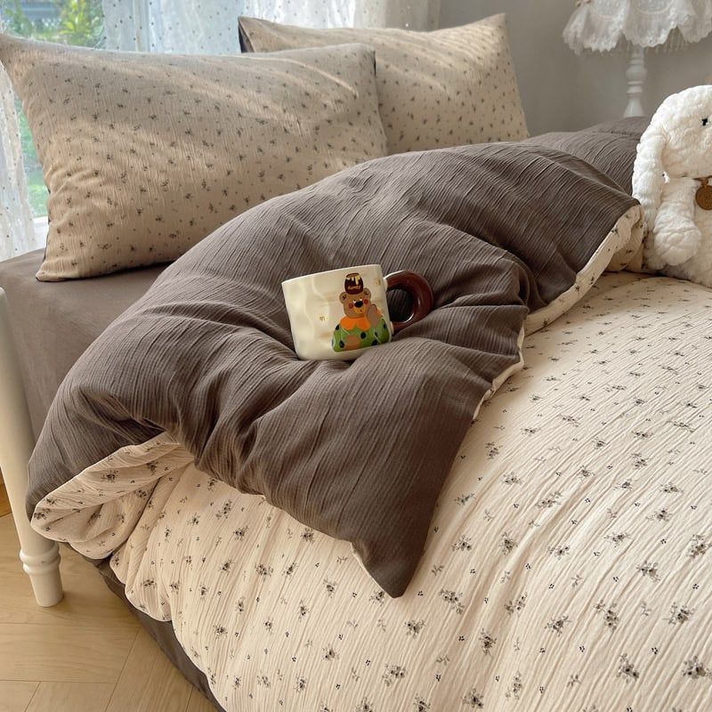 4Pcs Cotton Muslin Triple Layer | Set Cotton Linen 3 Lớp Bed Set | ID 4PCSGACCT12