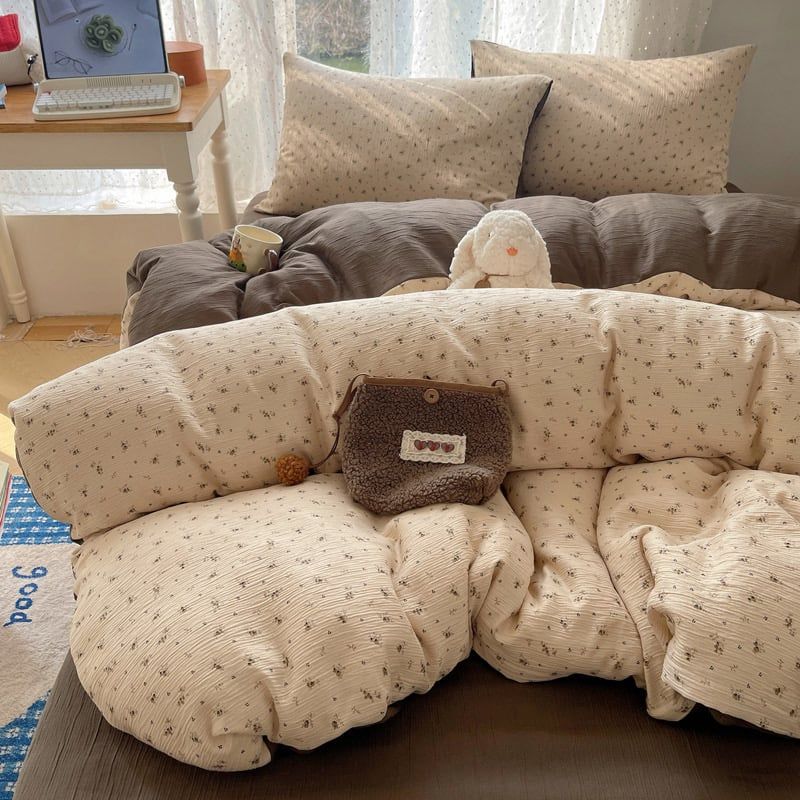 4Pcs Cotton Muslin Triple Layer | Set Cotton Linen 3 Lớp Bed Set | ID 4PCSGACCT12