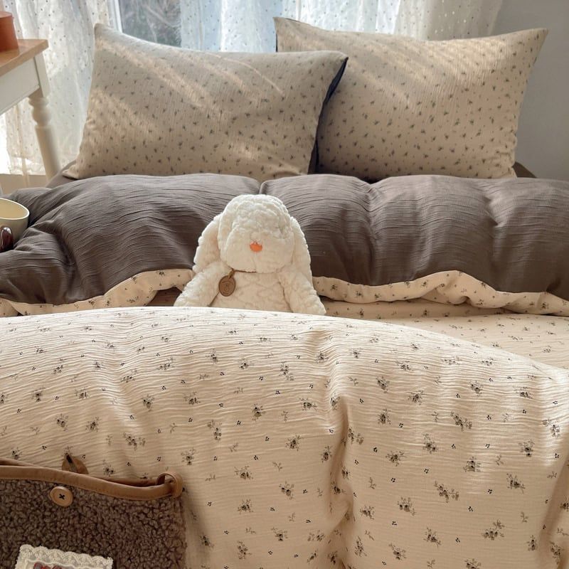 4Pcs Cotton Muslin Triple Layer | Set Cotton Linen 3 Lớp Bed Set | ID 4PCSGACCT12