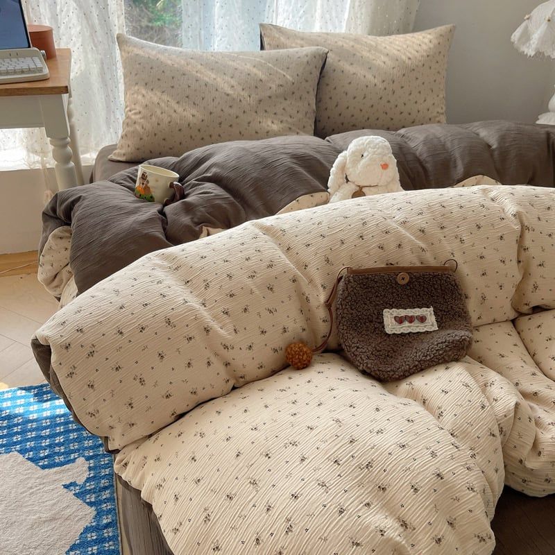 4Pcs Cotton Muslin Triple Layer | Set Cotton Linen 3 Lớp Bed Set | ID 4PCSGACCT12