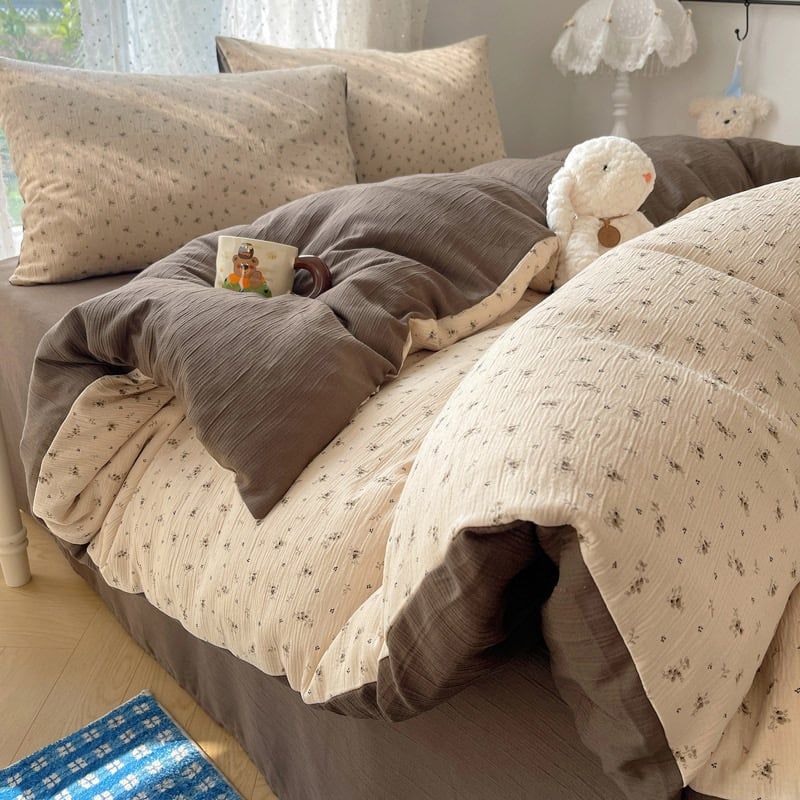 4Pcs Cotton Muslin Triple Layer | Set Cotton Linen 3 Lớp Bed Set | ID 4PCSGACCT12