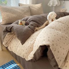 4Pcs Cotton Muslin Triple Layer | Set Cotton Linen 3 Lớp Bed Set | ID 4PCSGACCT12