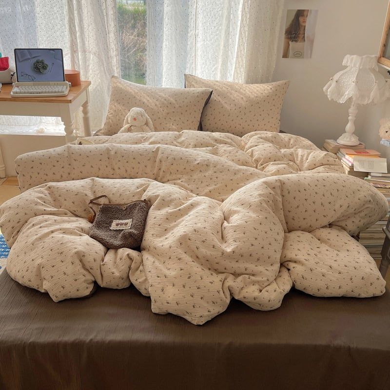 4Pcs Cotton Muslin Triple Layer | Set Cotton Linen 3 Lớp Bed Set | ID 4PCSGACCT12