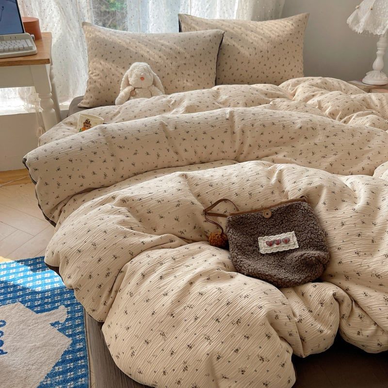 4Pcs Cotton Muslin Triple Layer | Set Cotton Linen 3 Lớp Bed Set | ID 4PCSGACCT12