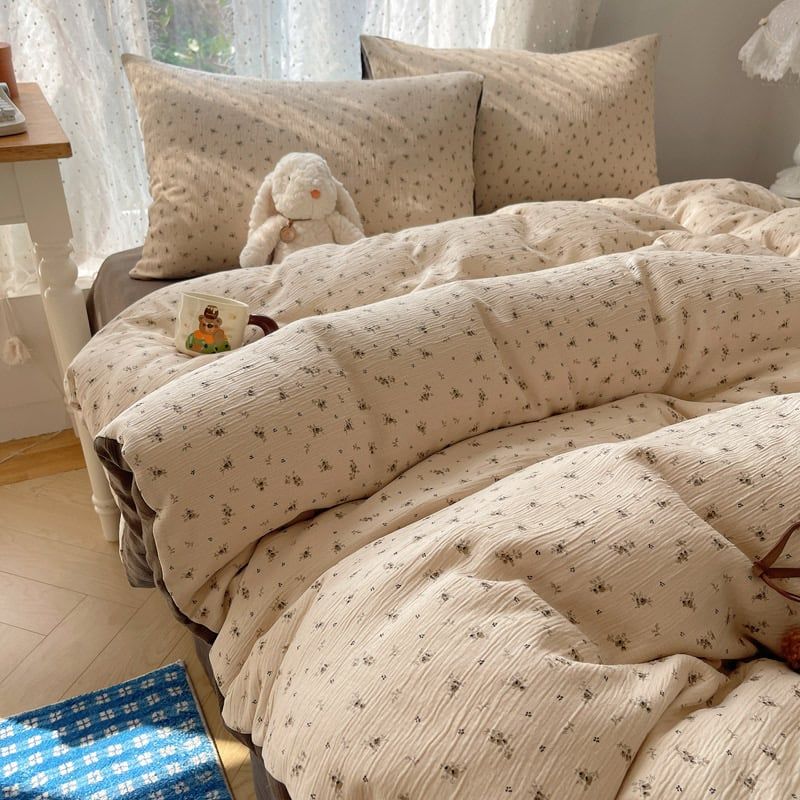 4Pcs Cotton Muslin Triple Layer | Set Cotton Linen 3 Lớp Bed Set | ID 4PCSGACCT12