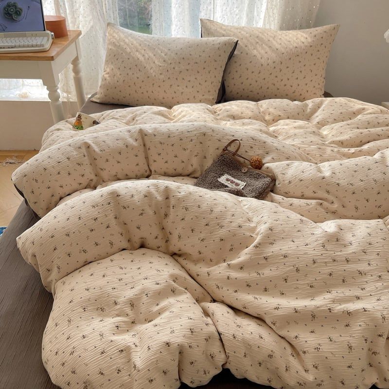 4Pcs Cotton Muslin Triple Layer | Set Cotton Linen 3 Lớp Bed Set | ID 4PCSGACCT12