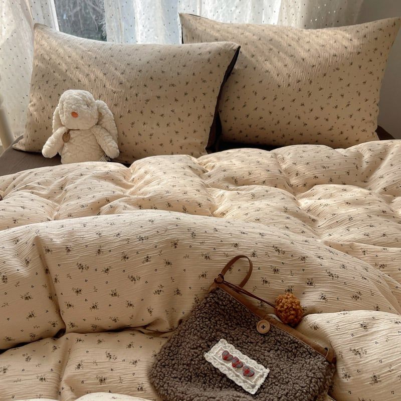 4Pcs Cotton Muslin Triple Layer | Set Cotton Linen 3 Lớp Bed Set | ID 4PCSGACCT12