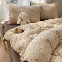 4Pcs Cotton Muslin Triple Layer | Set Cotton Linen 3 Lớp Bed Set | ID 4PCSGACCT12