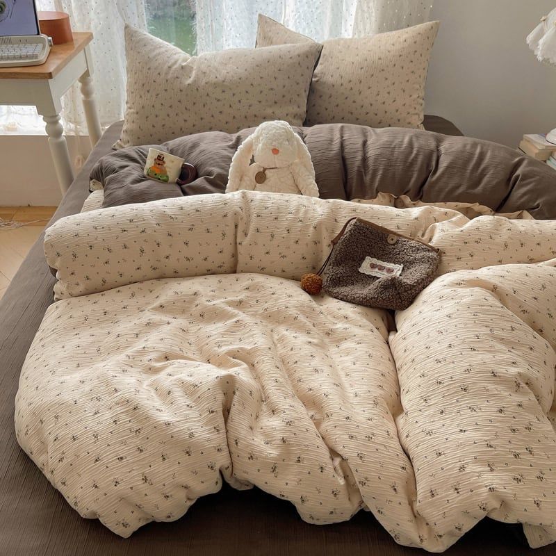 4Pcs Cotton Muslin Triple Layer | Set Cotton Linen 3 Lớp Bed Set | ID 4PCSGACCT12