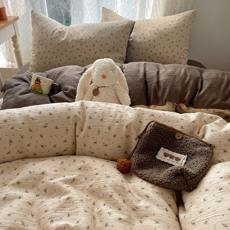 4Pcs Cotton Muslin Triple Layer | Set Cotton Linen 3 Lớp Bed Set | ID 4PCSGACCT12