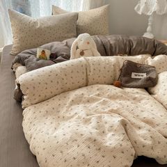 4Pcs Cotton Muslin Triple Layer | Set Cotton Linen 3 Lớp Bed Set | ID 4PCSGACCT12