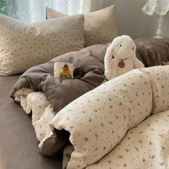 4Pcs Cotton Muslin Triple Layer | Set Cotton Linen 3 Lớp Bed Set | ID 4PCSGACCT12