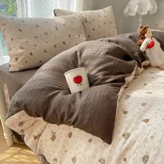4Pcs Cotton Muslin Triple Layer | Set Cotton Linen 3 Lớp Bed Set | ID 4PCSGACCT11