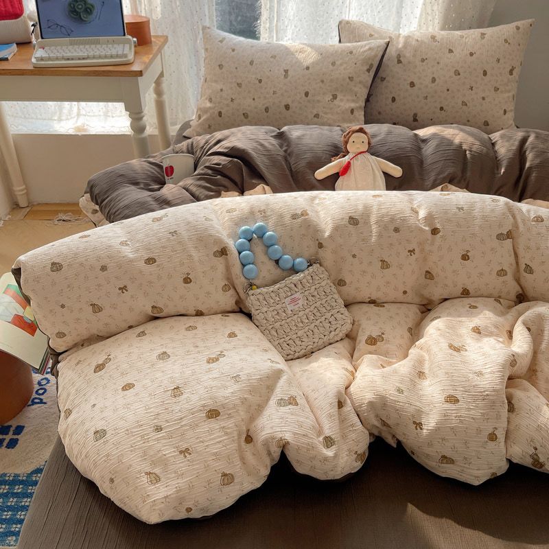 4Pcs Cotton Muslin Triple Layer | Set Cotton Linen 3 Lớp Bed Set | ID 4PCSGACCT11