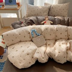 4Pcs Cotton Muslin Triple Layer | Set Cotton Linen 3 Lớp Bed Set | ID 4PCSGACCT11