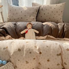 4Pcs Cotton Muslin Triple Layer | Set Cotton Linen 3 Lớp Bed Set | ID 4PCSGACCT11