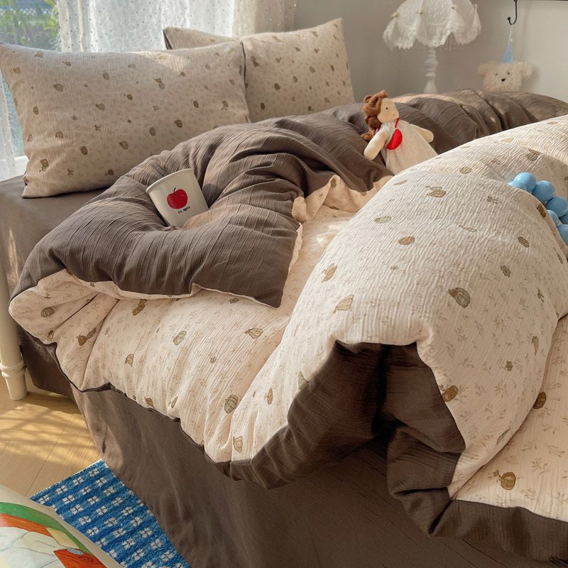 4Pcs Cotton Muslin Triple Layer | Set Cotton Linen 3 Lớp Bed Set | ID 4PCSGACCT11