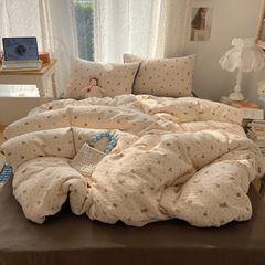 4Pcs Cotton Muslin Triple Layer | Set Cotton Linen 3 Lớp Bed Set | ID 4PCSGACCT11