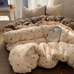 4Pcs Cotton Muslin Triple Layer | Set Cotton Linen 3 Lớp Bed Set | ID 4PCSGACCT11