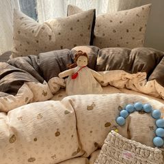 4Pcs Cotton Muslin Triple Layer | Set Cotton Linen 3 Lớp Bed Set | ID 4PCSGACCT11