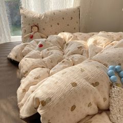 4Pcs Cotton Muslin Triple Layer | Set Cotton Linen 3 Lớp Bed Set | ID 4PCSGACCT11