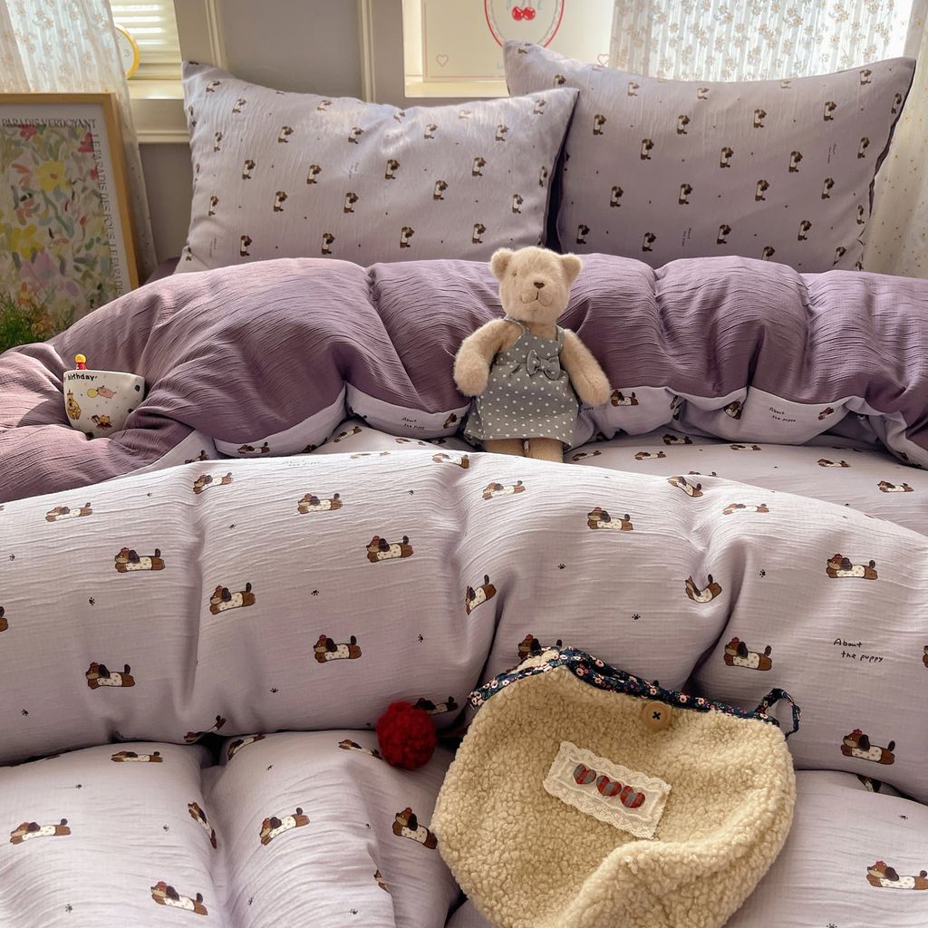 4Pcs Cotton Muslin Triple Layer | Set Cotton Linen 3 Lớp Bed Set | ID 4PCSGACCT10