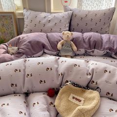 4Pcs Cotton Muslin Triple Layer | Set Cotton Linen 3 Lớp Bed Set | ID 4PCSGACCT10