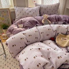 4Pcs Cotton Muslin Triple Layer | Set Cotton Linen 3 Lớp Bed Set | ID 4PCSGACCT10