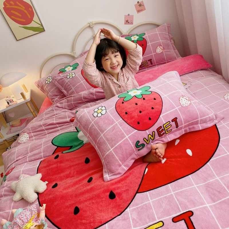 Set 4 Món Nỉ Nhung 200gr hình in 3D Strawberry