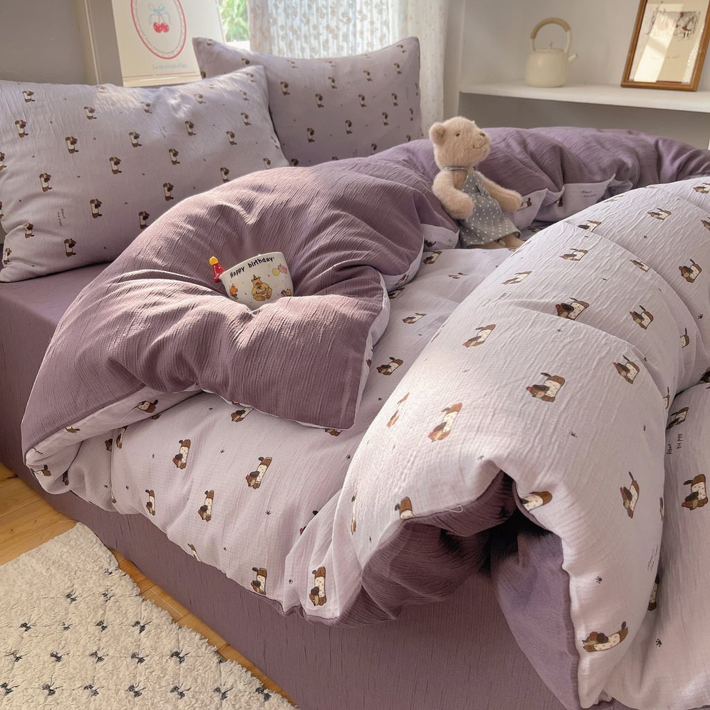 4Pcs Cotton Muslin Triple Layer | Set Cotton Linen 3 Lớp Bed Set | ID 4PCSGACCT10