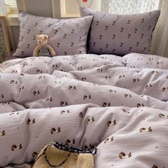 4Pcs Cotton Muslin Triple Layer | Set Cotton Linen 3 Lớp Bed Set | ID 4PCSGACCT10